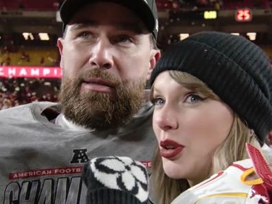 Travis Kelce and Taylor Swift at the AFC Championship