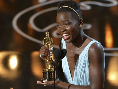 Lupita Nyong'o accepts the award for Best Actress in a Supporting Role Oscar in 2014
