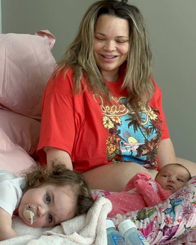 Trisha Paytas with daughter, Malibu Barbie, and son, Aquaman