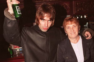 LONDON - : (UK NEWSPAPERS OUT WITHOUT PRIOR CONSENT FROM DAVE HOGAN. PLEASE CONTACT SALES TEAM WITH ENQUIRIES) Oasis lead singer Liam Gallagher with is mother Peggy Gallagher at the opening night of Steve Coogan's comedy show in the West End, London. (Photo by Dave Hogan/Getty Images) *** Local Caption *** Liam Gallagher;Peggy Gallagher