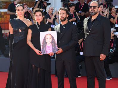 Amer Hlehel, Saja Kilani, Motaz Malhees, Kaouther Ben Hania, Clara Khoury "The Voice Of Hind Rajab" red carpet at The 82nd Venice International Film Festival 