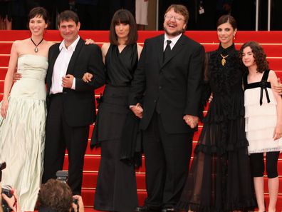 Ariadna Gil, Sergi Lopez, guest, director Guillermo del Toro, Maribel Verdu and Ivana Baquero