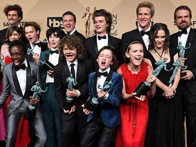 The Stranger Things cast attends the Screen Actors Guild Awards at The Shrine Auditorium on January 29, 2017 in Los Angeles, California. 