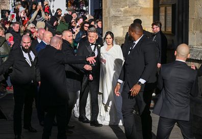BATH, ENGLAND - DECEMBER 27: Gordon Ramsay and daughter Holly Ramsay arrive for her wedding to Adam Peaty at Bath Abbey on December 27, 2025 in Bath, England. (Photo by Finnbarr Webster/Getty Images)