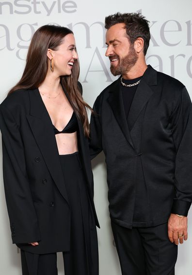 BEL AIR, CALIFORNIA - OCTOBER 23: (L-R) Nicole Brydon Bloom and Justin Theroux attend the InStyle Imagemaker Awards 2025 at a Private Residence on October 23, 2025 in Bel Air, California. (Photo by Monica Schipper/Getty Images)