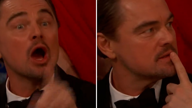 Leonardo DiCaprio captured in candid moment during Golden Globes 2026 commercial break
