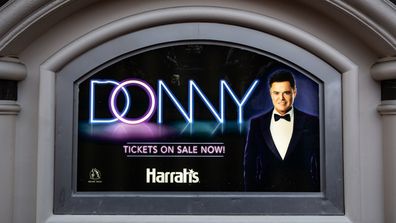 Entertainer Donny Osmond, has opened a new show at Harrah's Hotel & Casino as viewed in this promotional billboard on January 9, 2022 in Las Vegas, Nevada. 