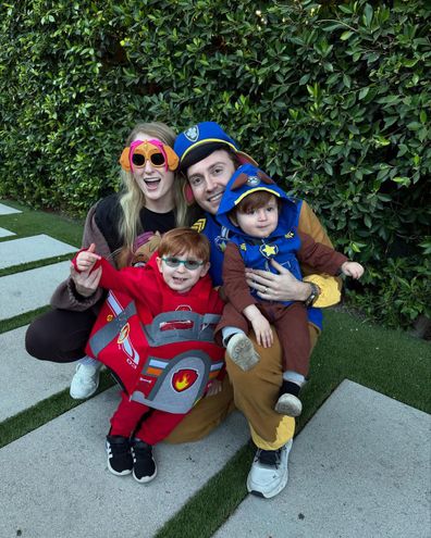 Meghan Trainor with her husband Daryl Sabara and her two kids Riley and Barry 