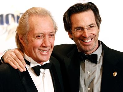 Actors David Carradine and Robert Carradine arrive at the 18th Annual Night Of 100 Stars Gala held at the Beverly Hills Hotel on February 24, 2008 in Beverly Hills, California