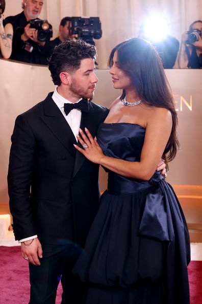 Priyanka Chopra Jonas and Nick Jonas attend the 83rd Annual Golden Globe Awards at The Beverly Hilton on January 11, 2026 in Beverly Hills, California. 