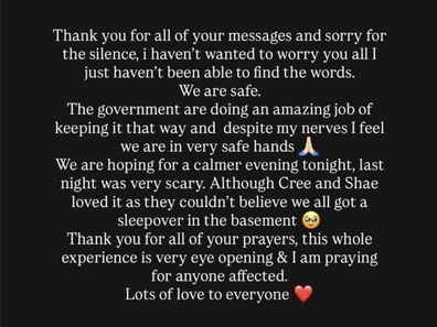 Kate Ferdinand statement, Dubai.