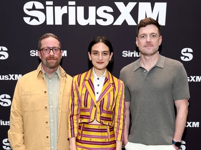 Gabe Liedman, Jenny Slate and Max Silvestri attend the SiriusXM Built With Audio event at Storied NYC on October 06, 2025 in New York City. 