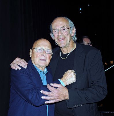 Actors James Tolkan and Christopher Lloyd attends Back To The Future In Concert 30th Anniversary produced by Film Concerts Live! at Radio City Music Hall on October 16, 2015 in New York City. 