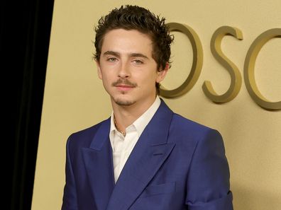 Timothée Chalamet at the 2026 Oscar Nominees Luncheon at The Beverly Hilton on February 10, 2026.