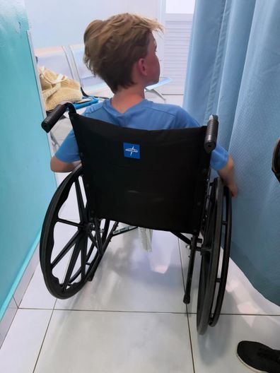 Alec and Hilaria Baldwin's nine-year-old son landed himself in the hospital while on a family holiday after "splitting his head open." 