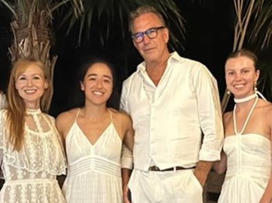Jewel and Kevin Costner on a trip in Necker Island