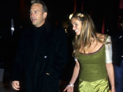 Kevin Costner and Elle Macpherson arrive at Sean Puffy Combs birthday party, New York, November 4, 1998. 