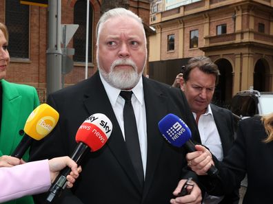 Kyle Sandilands arriving at the Federal Court for the start of Kyle Sandilands vs ARN case in Sydney. March 27, 2026.