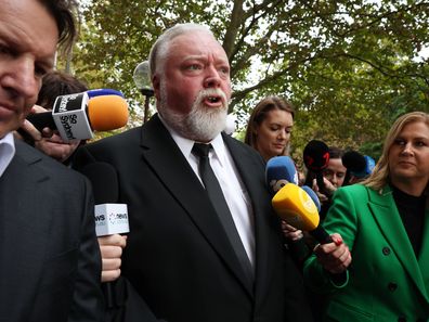 Kyle Sandilands leaving the Federal Court for the start of Kyle Sandilands vs ARN case in Sydney. March 27, 2026.