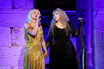 Sabrina Carpenter and Stevie Nicks perform onstage during the 2026 Met Gala
