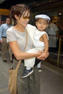 Angelina Jolie with baby Maddox in May 2003.